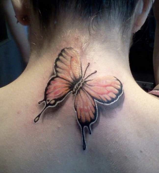 Design Back Neck Butterfly Tattoo Ideas Custom Temporary Tattoos