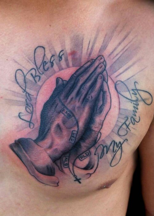 Sweet Praying Hands Tattoo Design